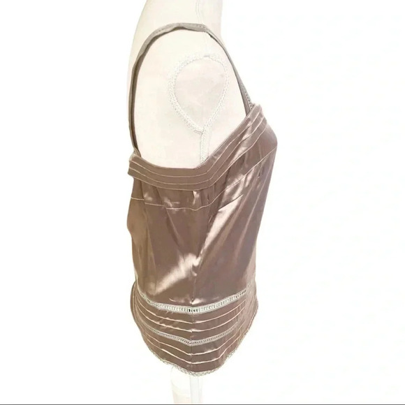GOSHA by Vero Moda Silk Satin Cami “Rose Singlet” Smokey Taupe, Y2K Party Top - Picture 3 of 16